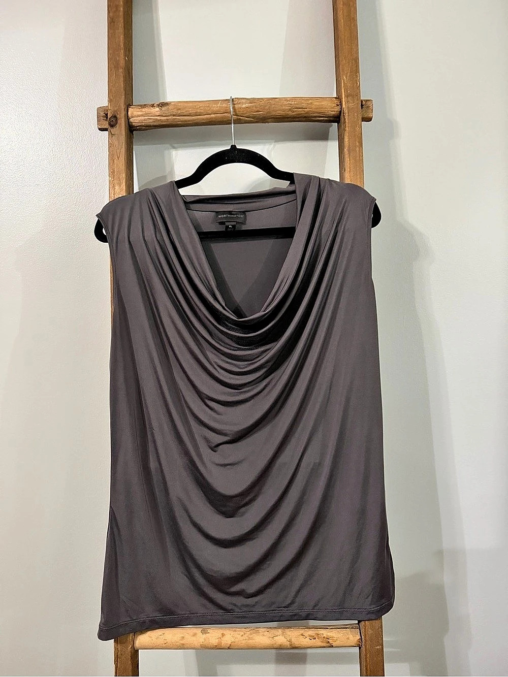 Worthington Y2K vibeDraped Neck Top in Gray Size XL